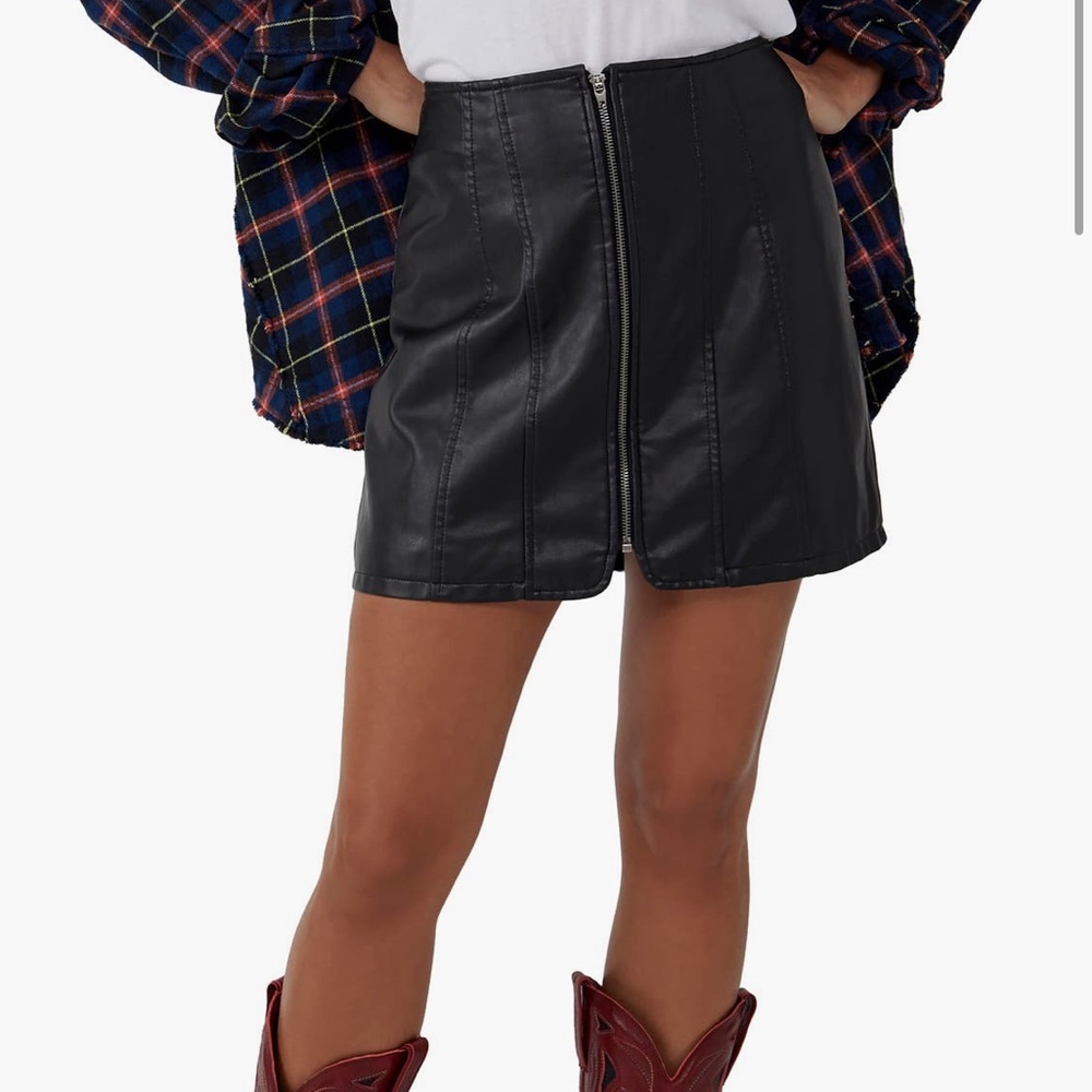 NWOT Free People Faux Leather Mini Skirt